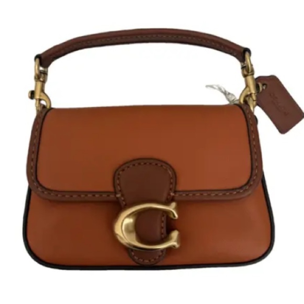 Coach brown leather mini cross body bag